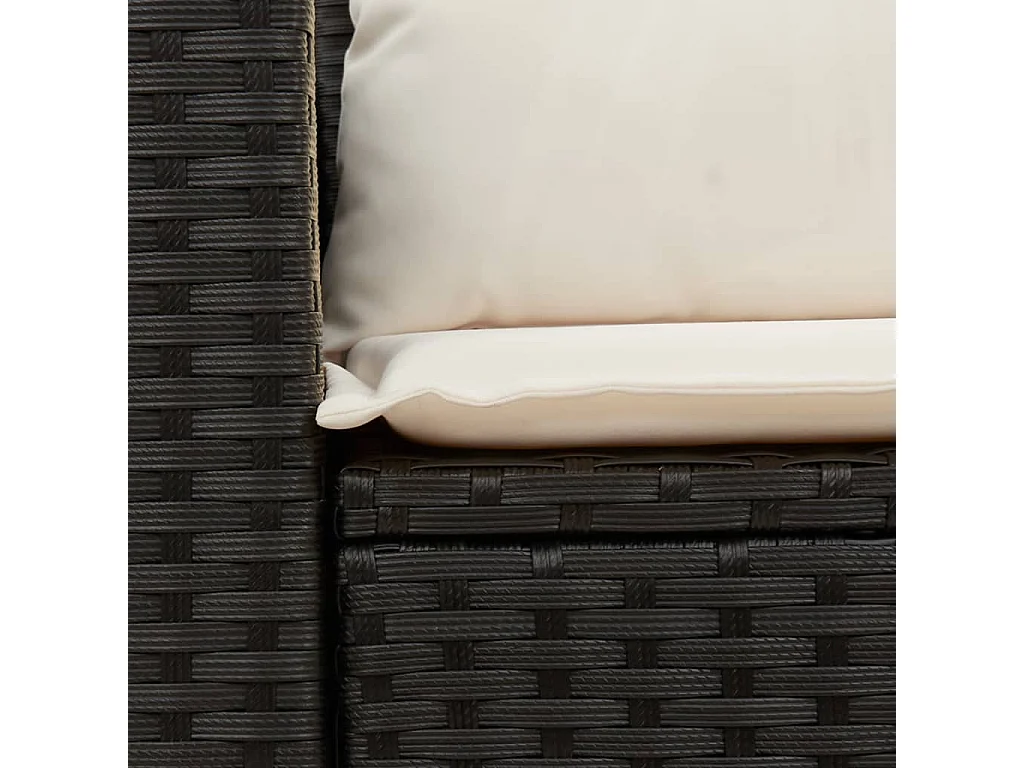 Divano da Giardino con Cuscini a 2 Posti Nero in Polyrattan