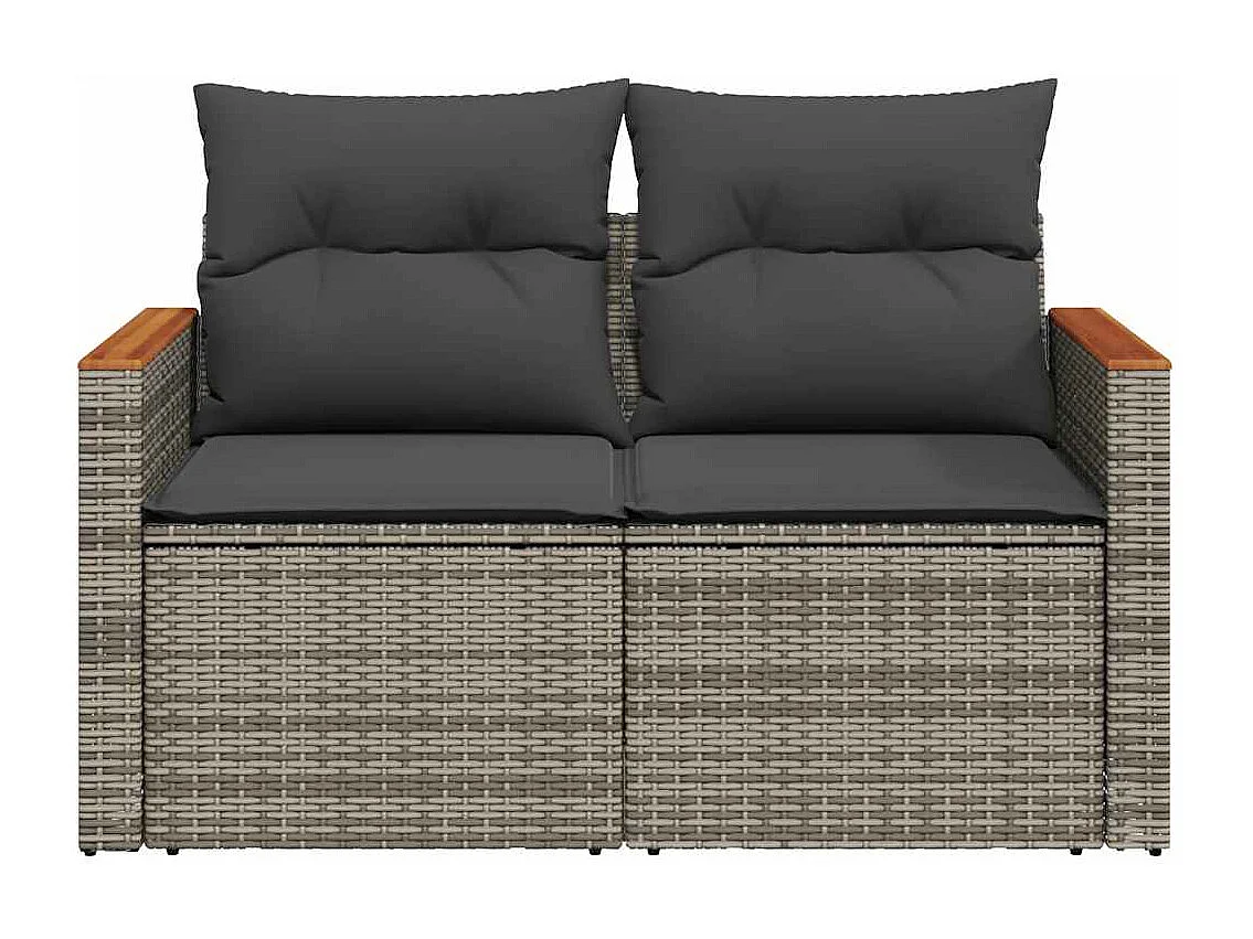 Divano da Giardino con Cuscini 2 Posti Grigio in Polyrattan