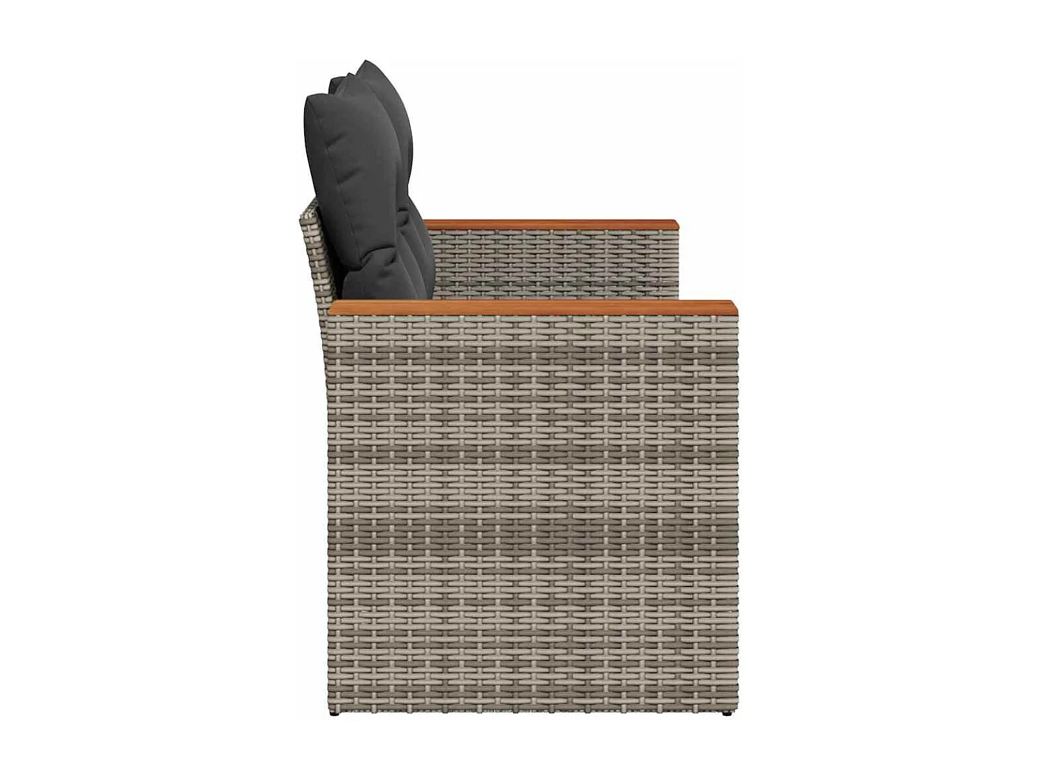 Divano da Giardino con Cuscini 2 Posti Grigio in Polyrattan