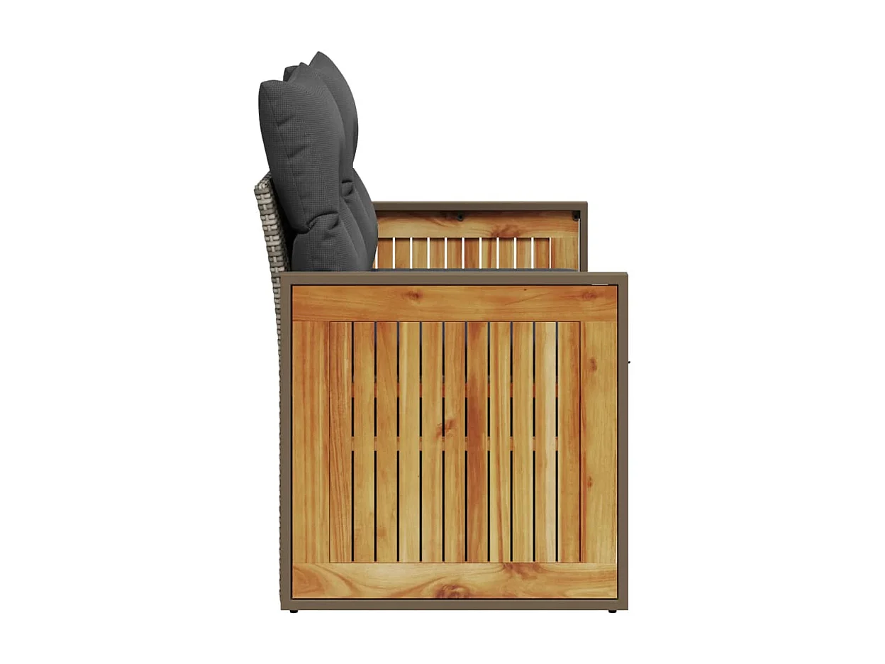 Gartensofa 2-Sitzer mit Kissen Grau Poly Rattan