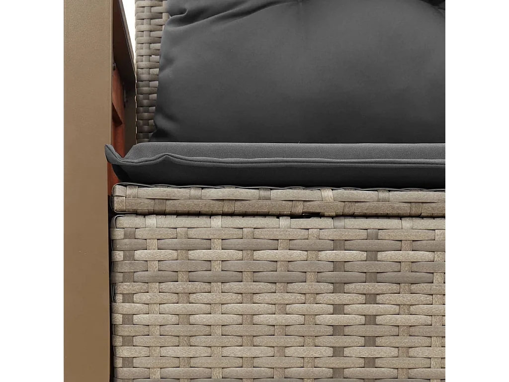 Gartensofa 2-Sitzer mit Kissen Grau Poly Rattan