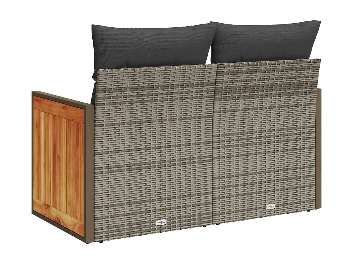 Tuinbank 2-zits met kussens poly rattan grijs