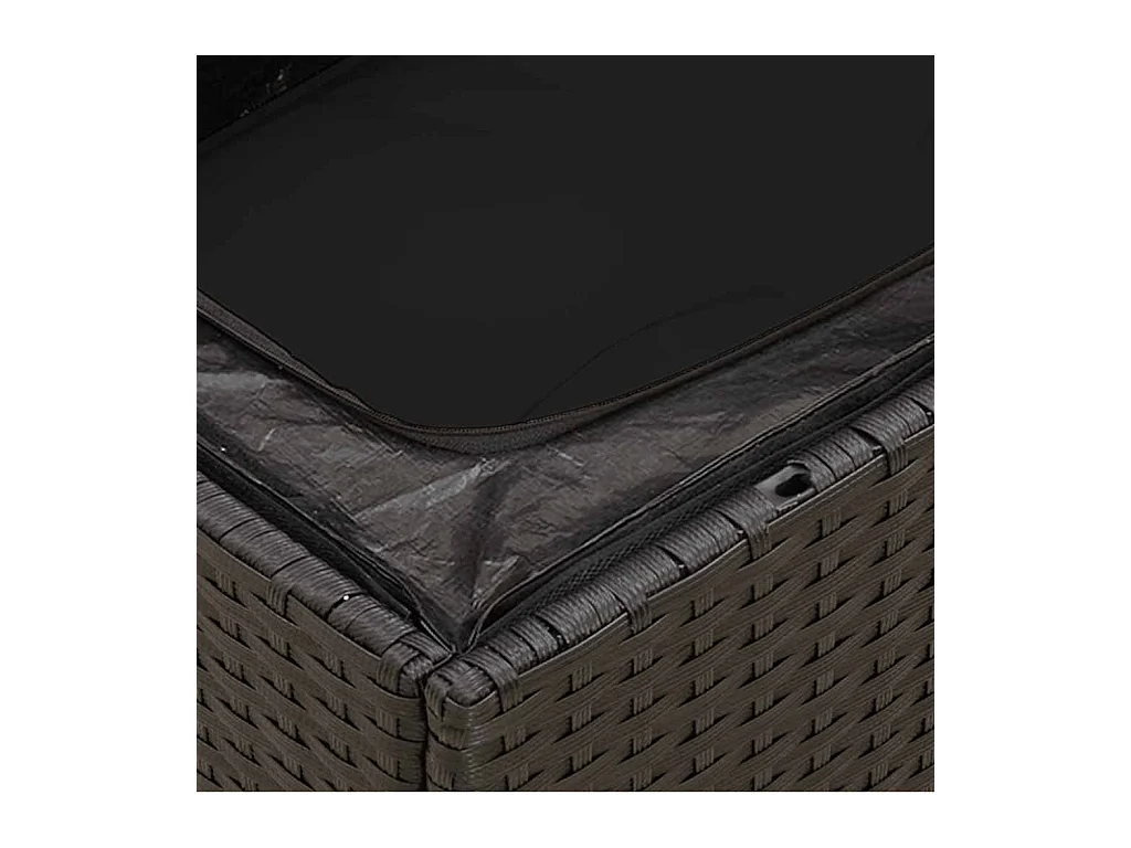 Tuinbank met kussens 3-zits zwart poly rattan