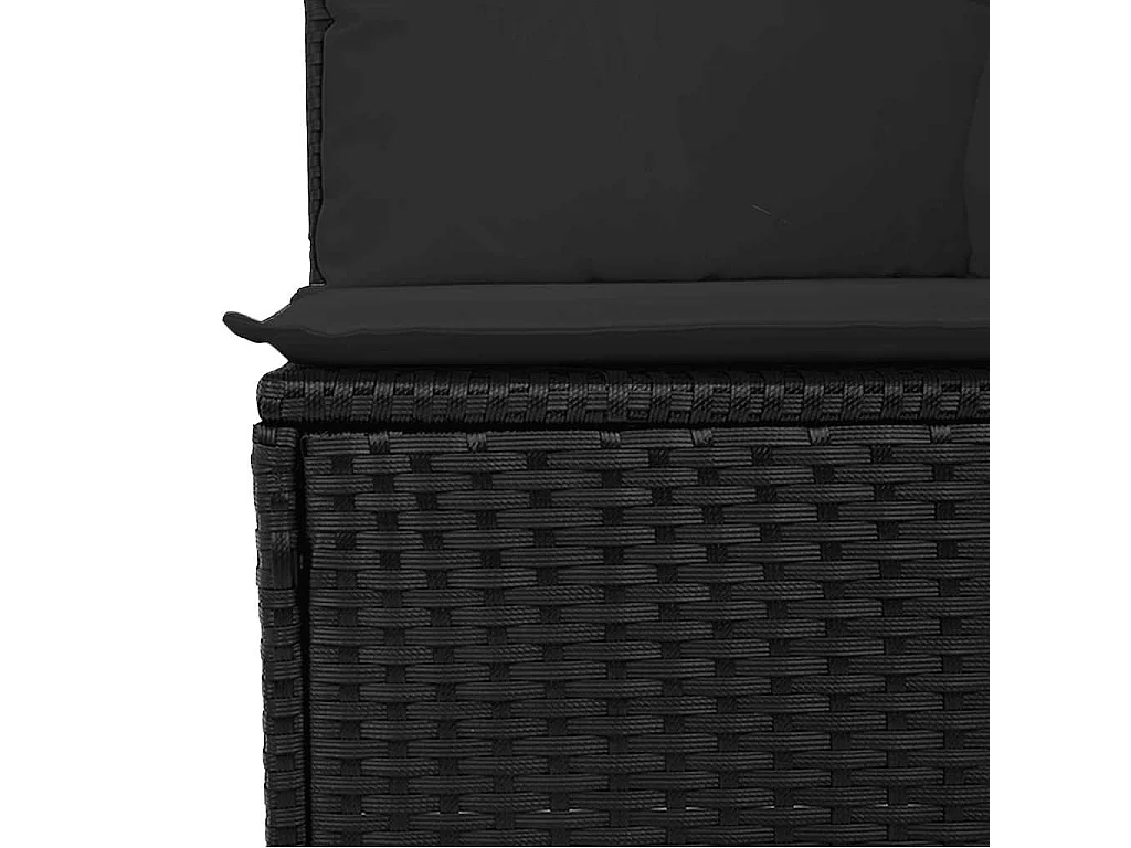 Tuinbank met kussens 3-zits zwart poly rattan