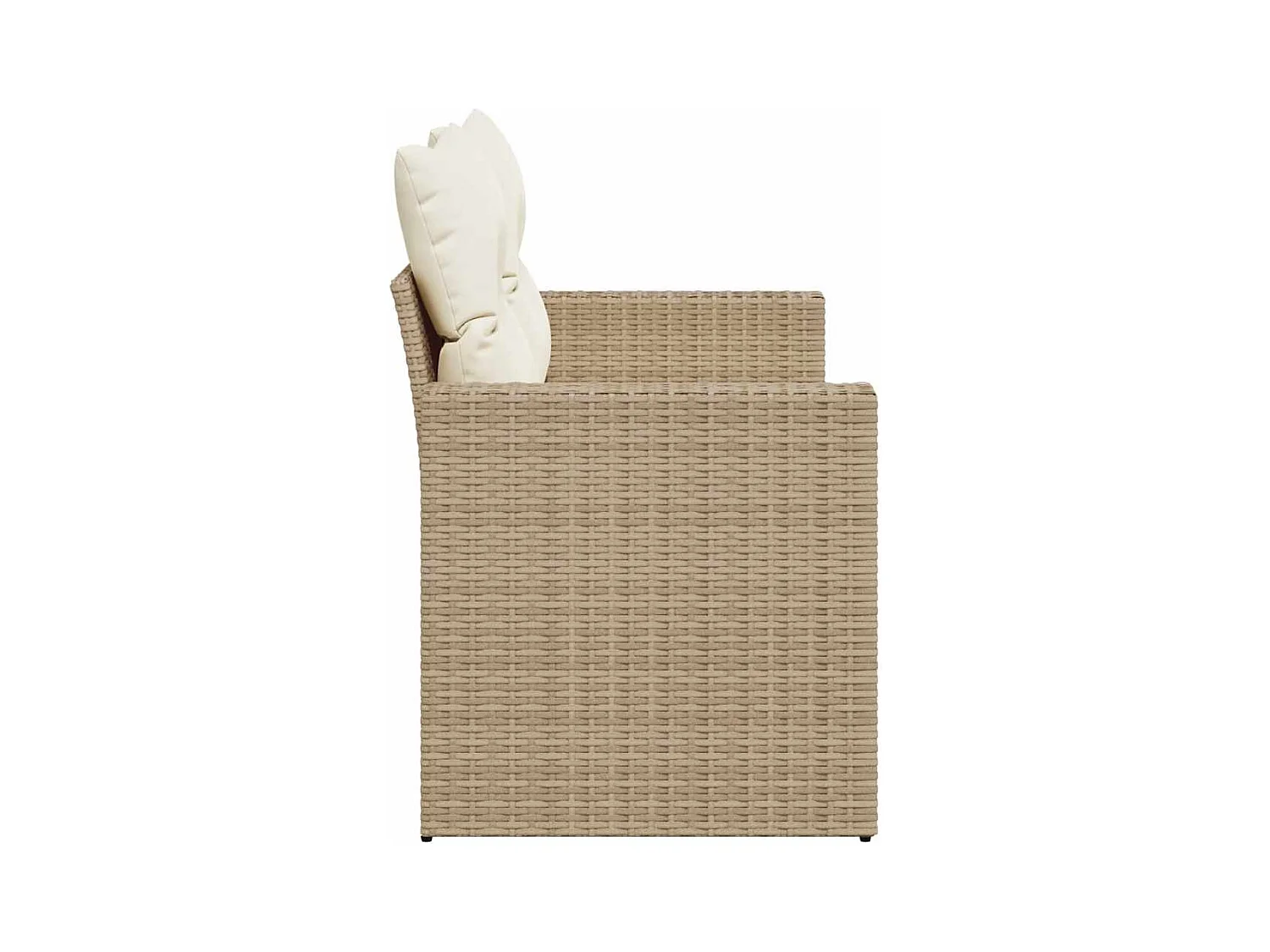 Gartensofa mit Kissen 2-Sitzer Beige Poly Rattan
