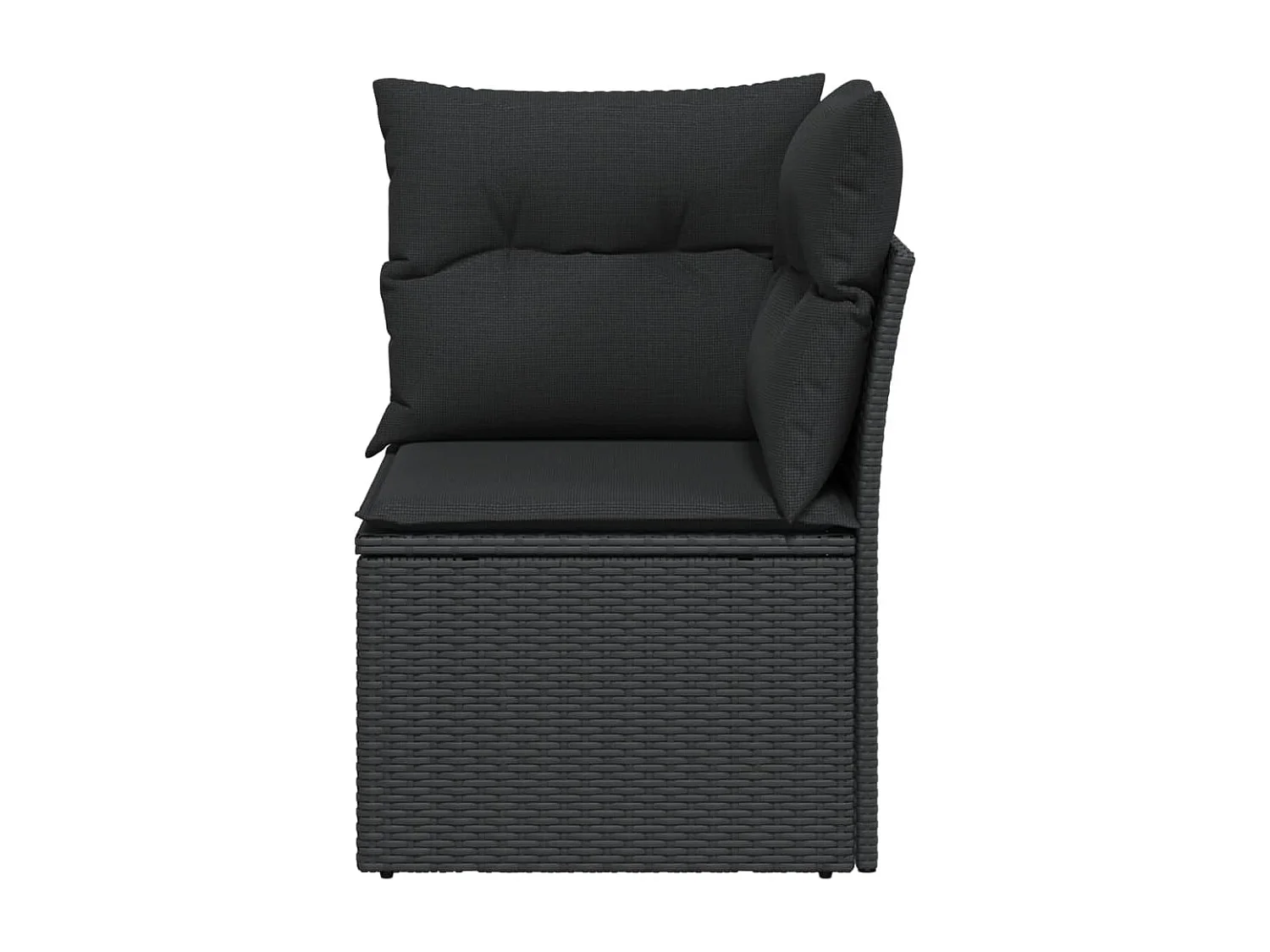 Tuinhoekbank met kussens poly rattan zwart