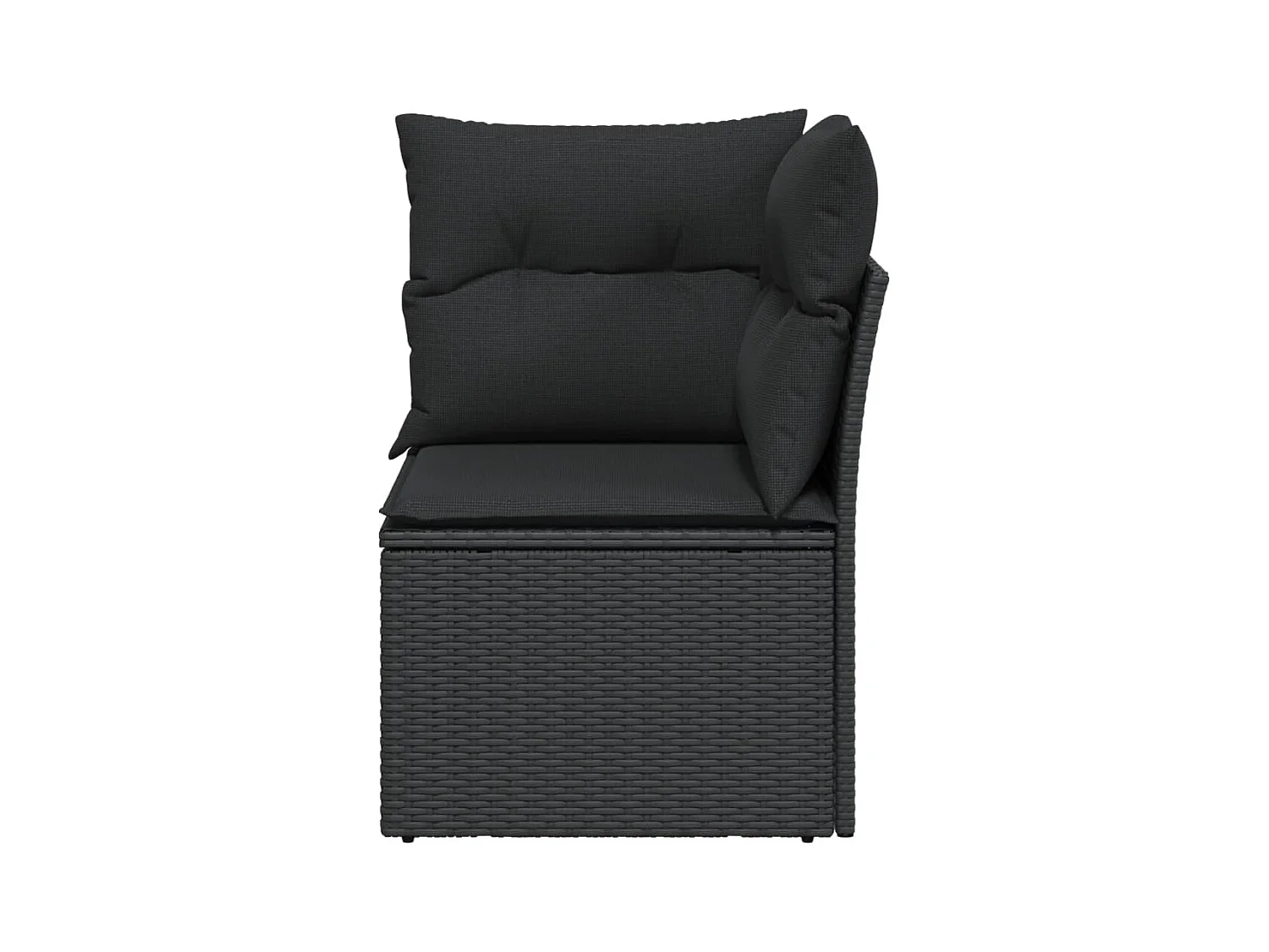 Canapé d'angle de jardin avec coussins en polyrotin noir