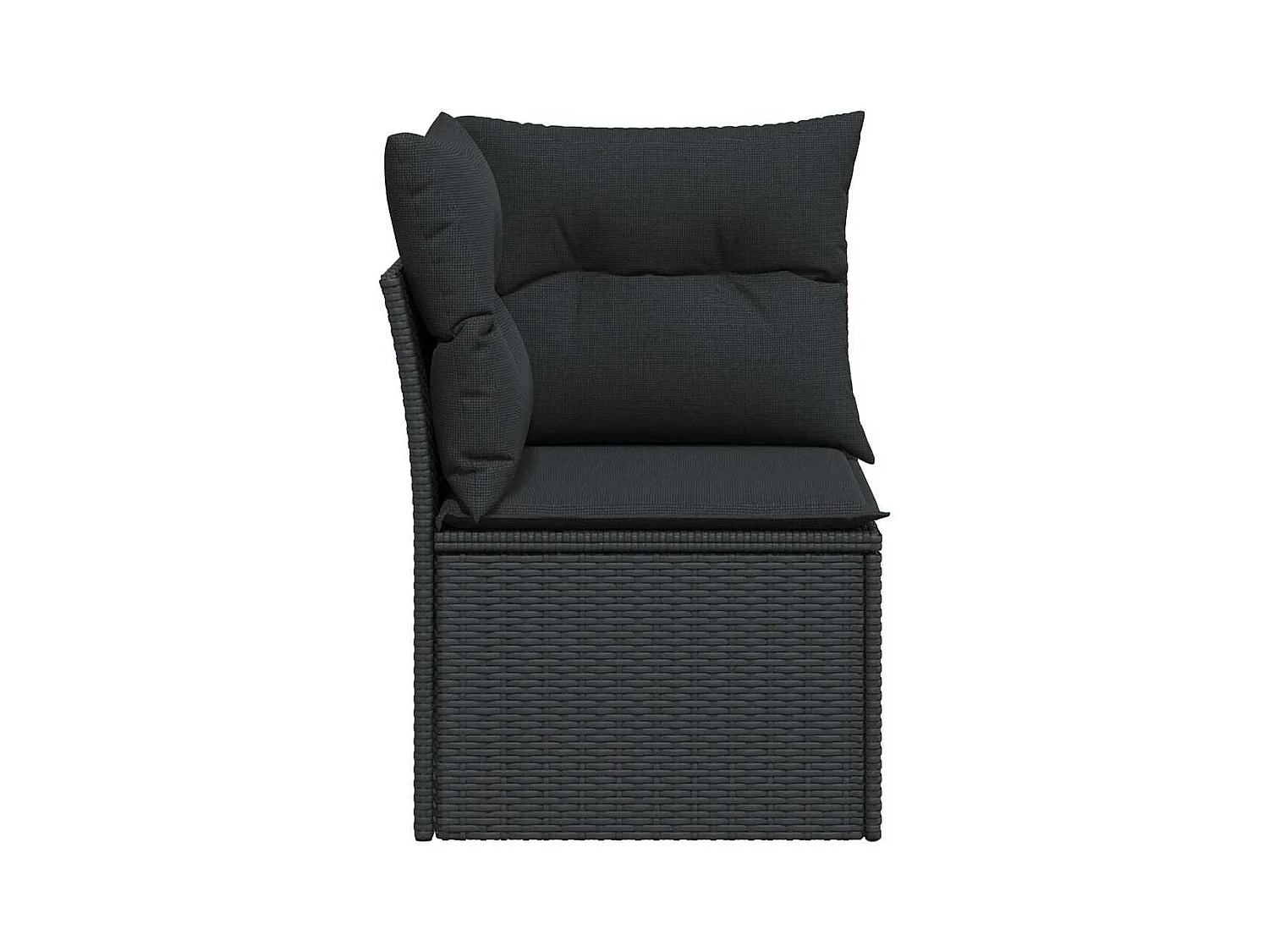 Canapé d'angle de jardin avec coussins en polyrotin noir