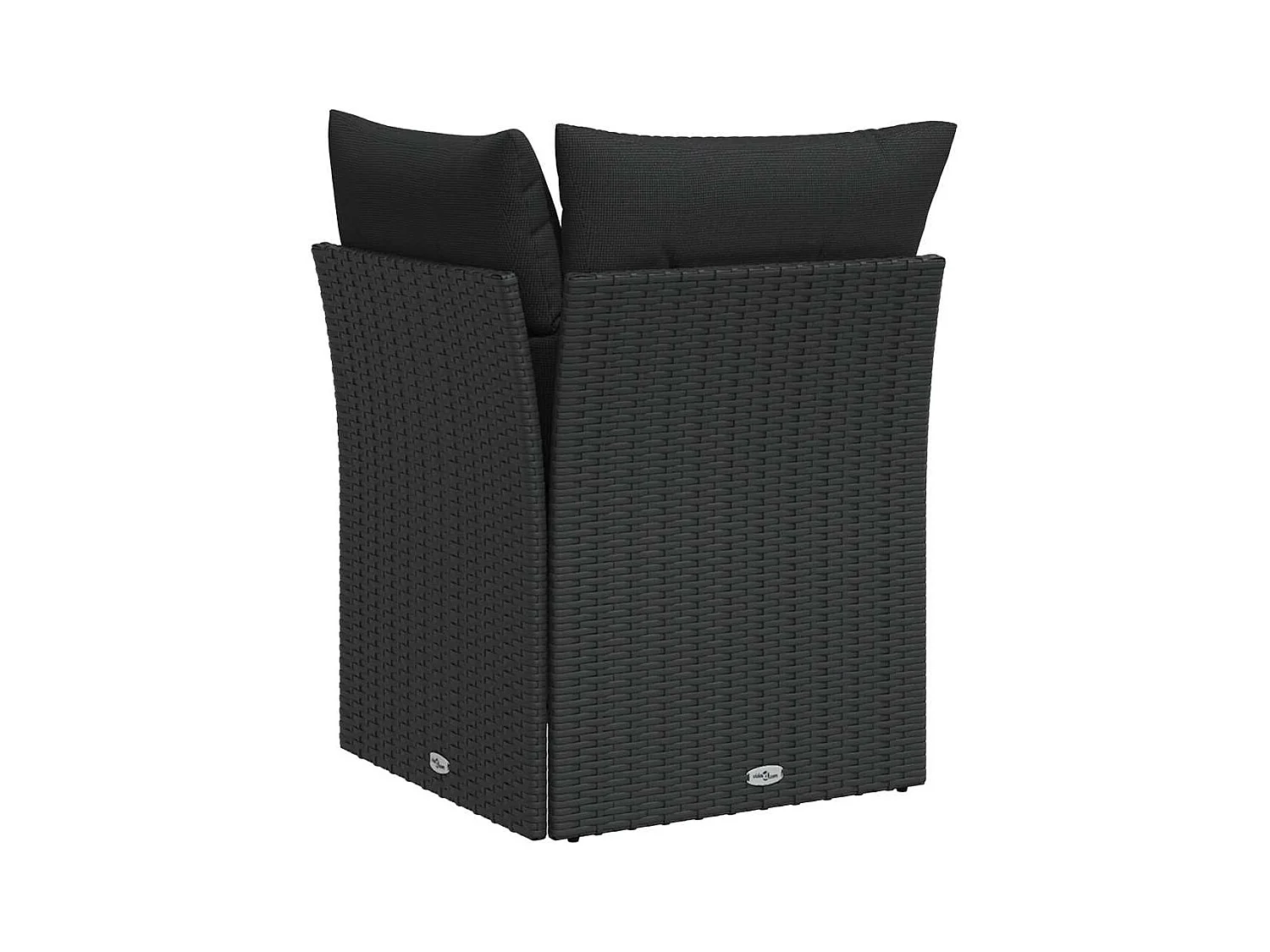 Canapé d'angle de jardin avec coussins en polyrotin noir