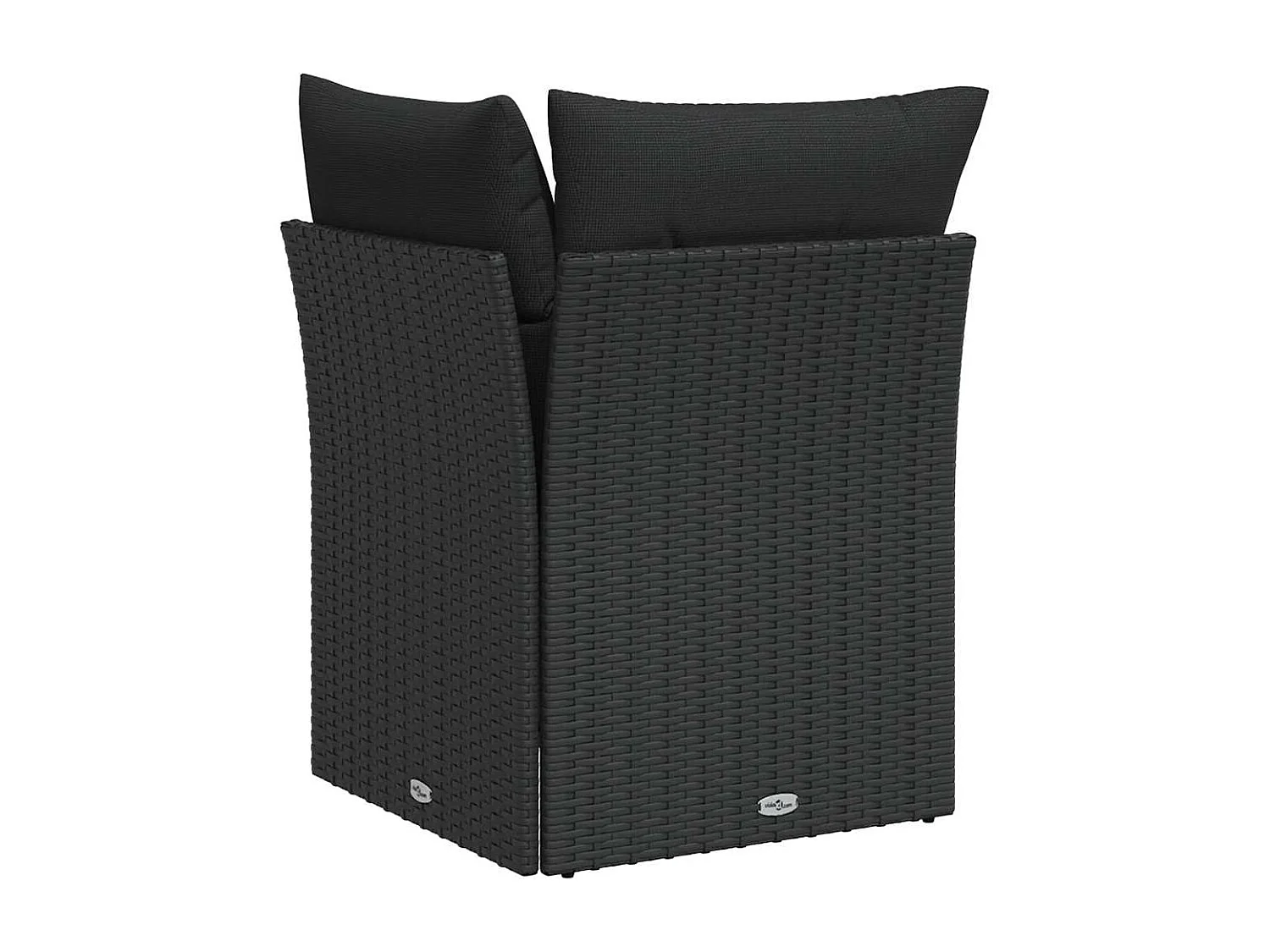 Divano da giardino angolare con cuscini nero in polyrattan