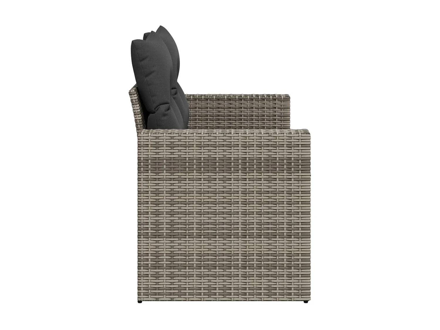 Gartensofa 2-Sitzer mit Kissen Grau Poly Rattan
