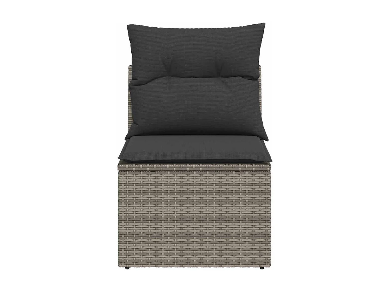 Tuinbank zonder armleuning met kussens poly rattan grijs