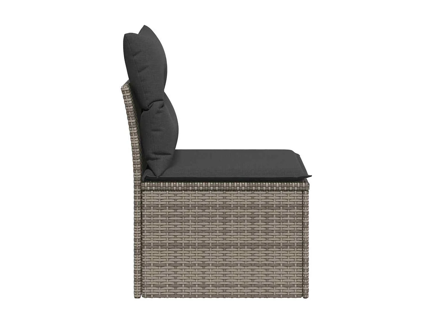 Gartensofa ohne Armlehnen mit Kissen Grau Poly Rattan