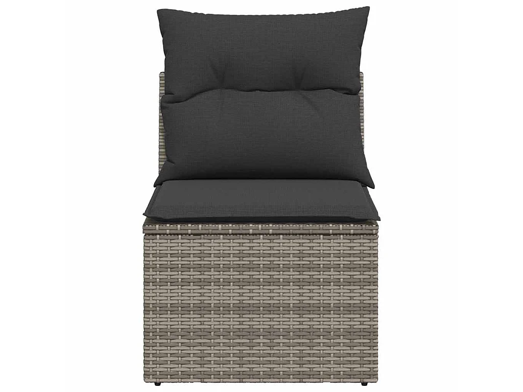 Divano Giardino Senza Braccioli con Cuscini Grigio Polyrattan