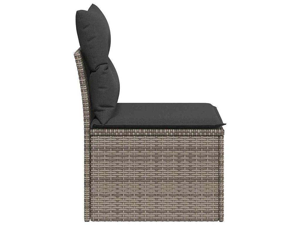Divano Giardino Senza Braccioli con Cuscini Grigio Polyrattan