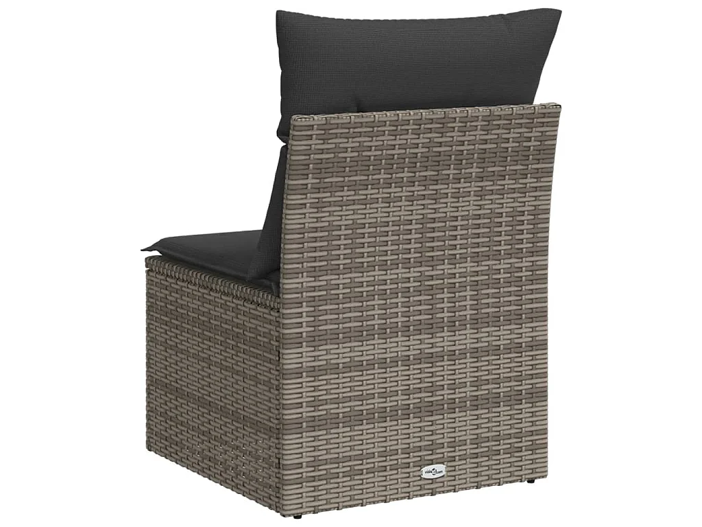 Divano Giardino Senza Braccioli con Cuscini Grigio Polyrattan