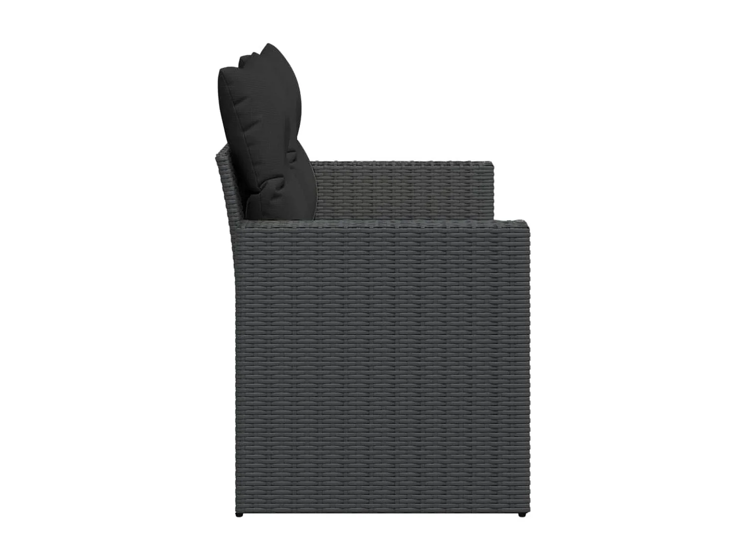 Gartensofa mit Kissen 2-Sitzer Schwarz Poly Rattan