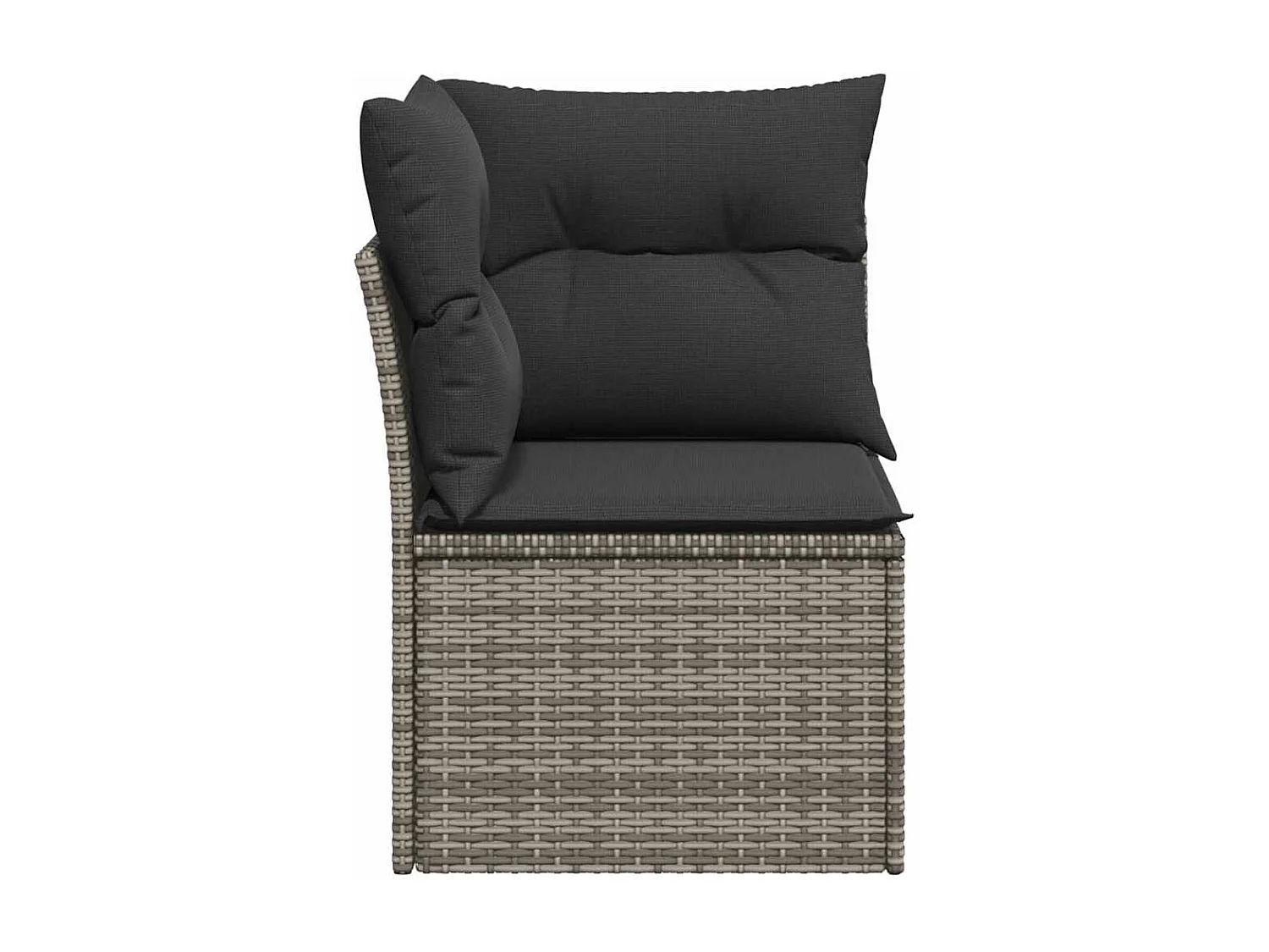 Canapé d'angle de jardin avec coussins gris résine tressée