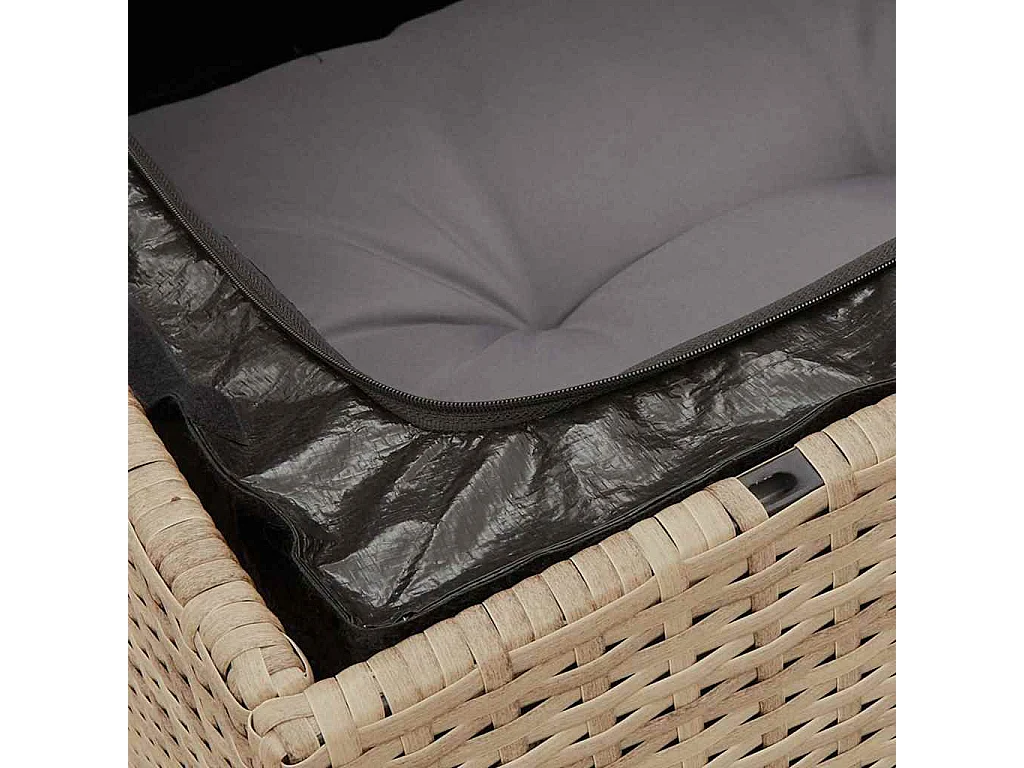 Sillón de esquina de jardín con cojines ratán sintético beige