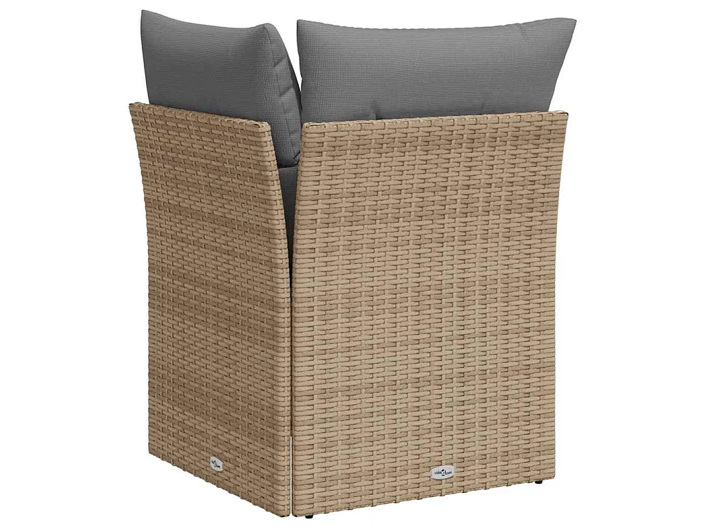 Sillón de esquina de jardín con cojines ratán sintético beige