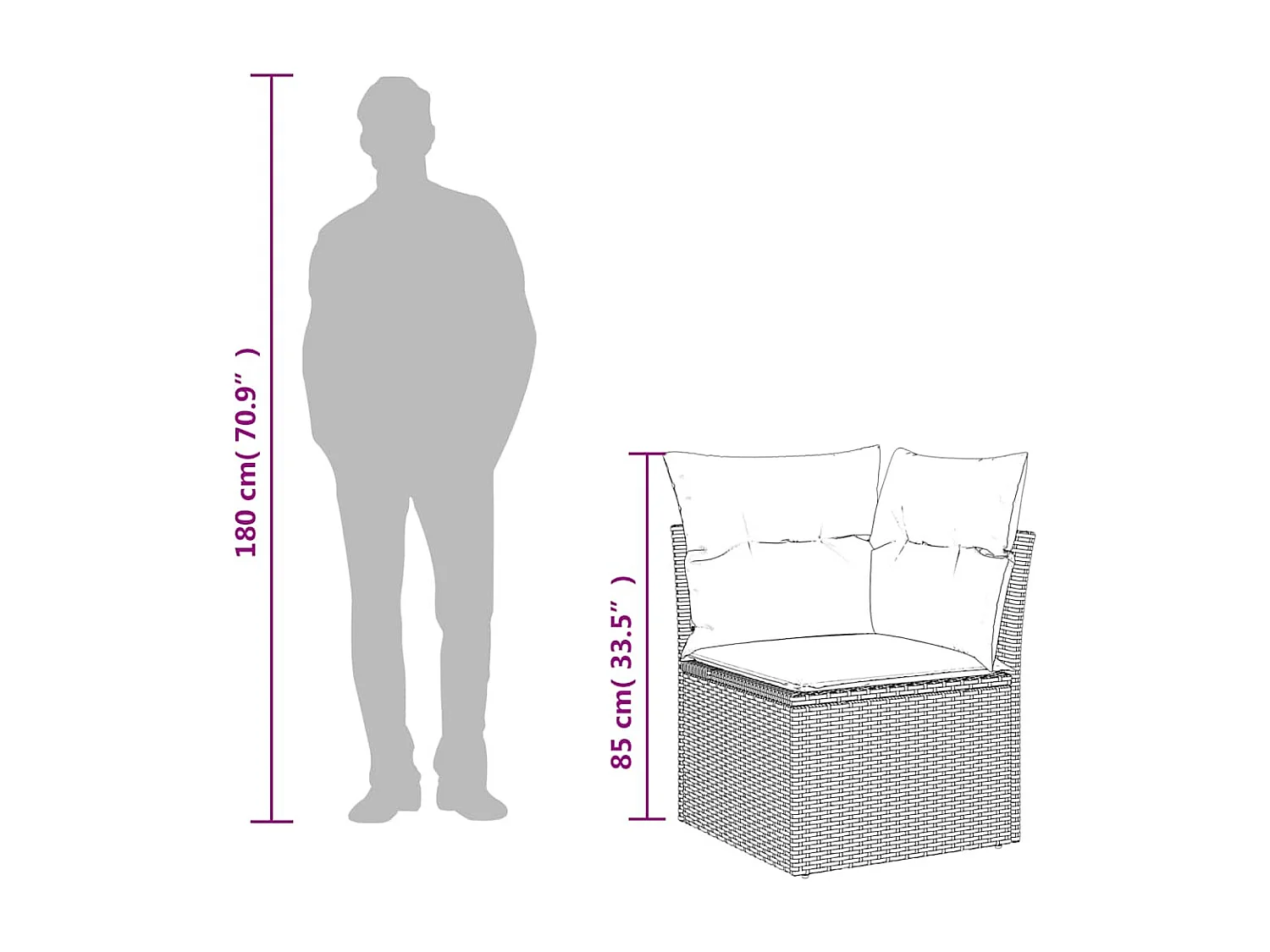 Garten-Ecksofa mit Kissen Beige Poly Rattan