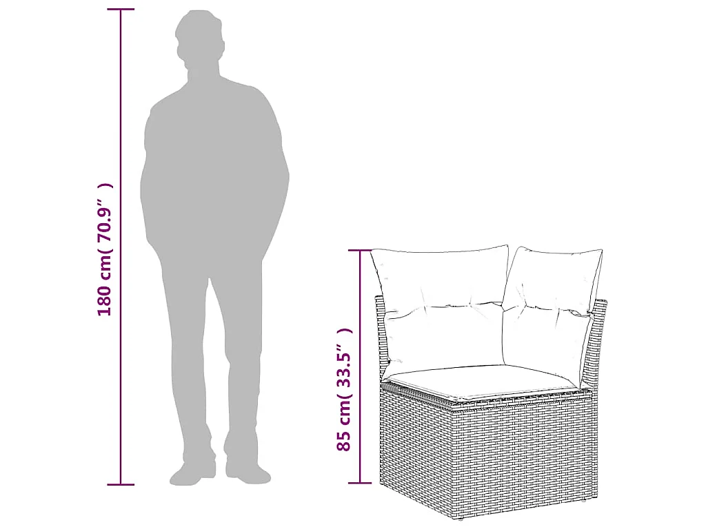 Divano Angolare da Giardino con Cuscini Beige in Polyrattan