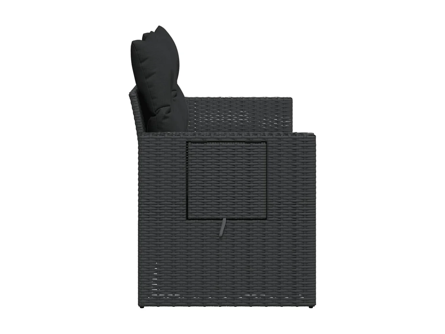 Divano da Giardino con Cuscini a 2 Posti Nero in Polyrattan