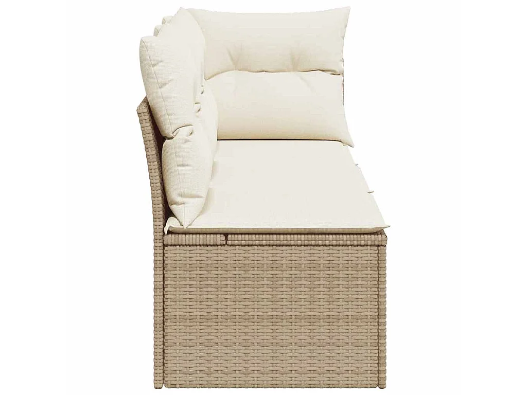 Gartensofa mit Kissen 3-Sitzer Beige Poly Rattan
