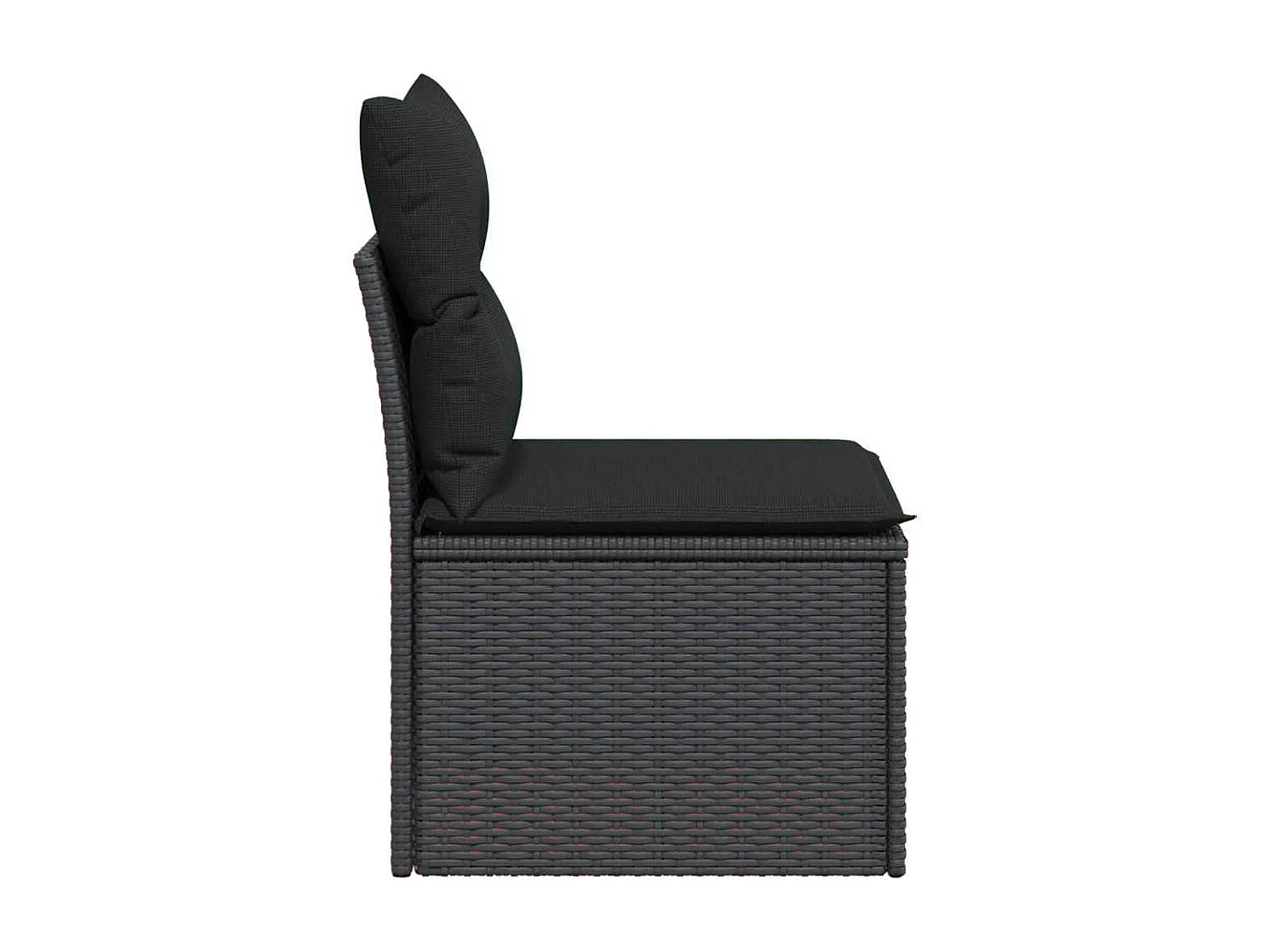 Gartensofa ohne Armlehnen mit Kissen Schwarz Poly Rattan