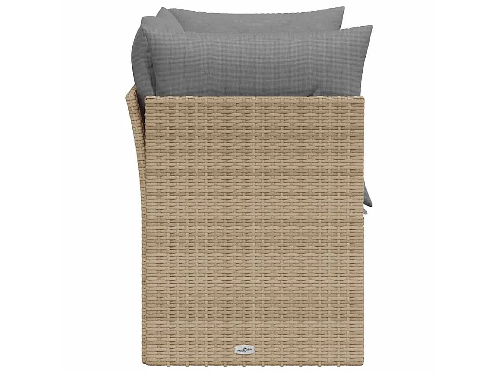 Canapé de jardin avec coussins 2 places beige résine tressée