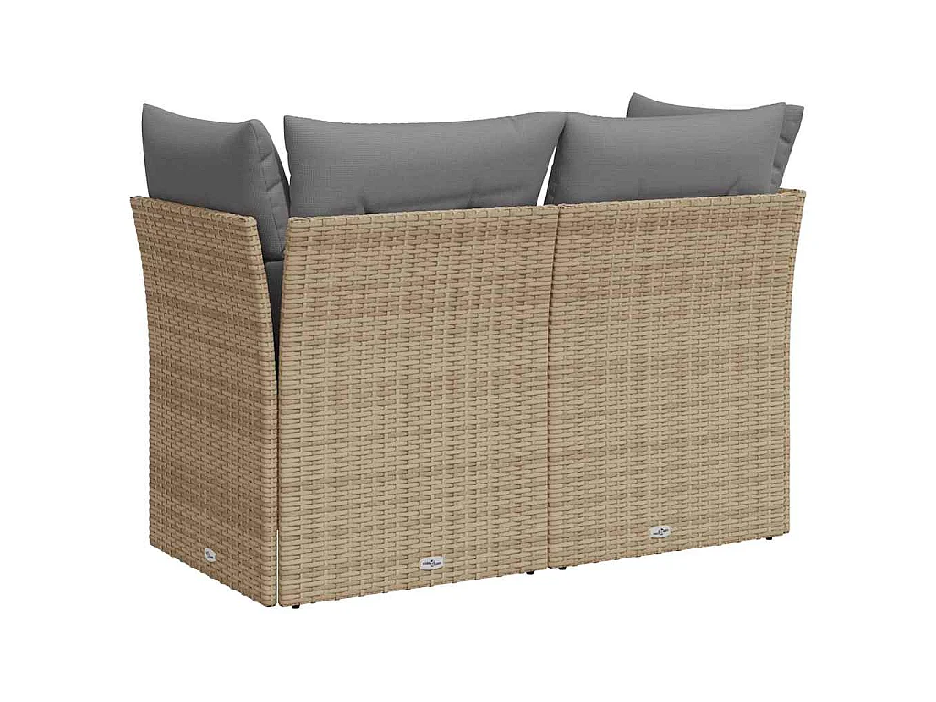 Divano da Giardino con Cuscini a 2 Posti Beige in Polyrattan