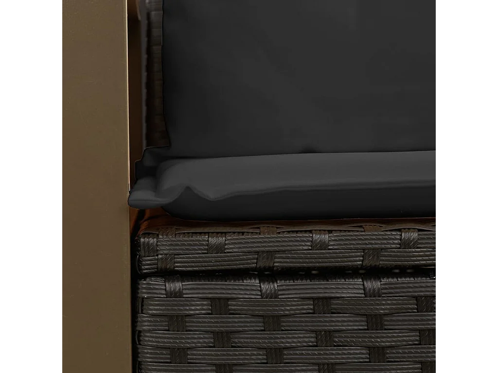 Gartensofa mit Kissen 2-Sitzer Schwarz Poly Rattan