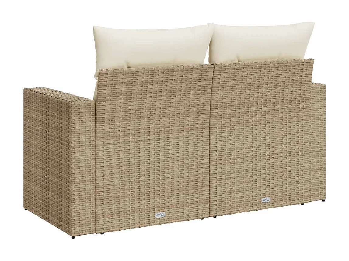 Divano da Giardino con Cuscini a 2 Posti Beige in Polyrattan