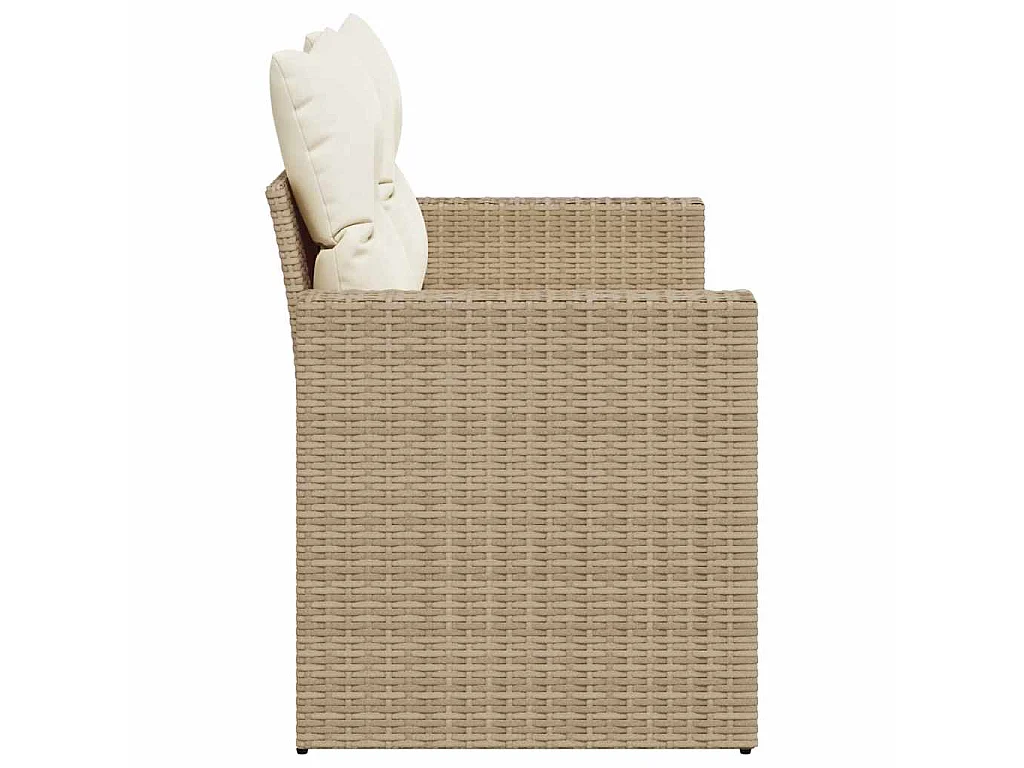 Gartensofa mit Kissen 2-Sitzer Beige Poly Rattan