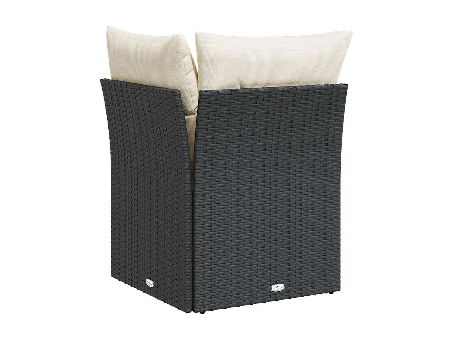 Divano Angolare da Giardino con Cuscini Nero in Polyrattan