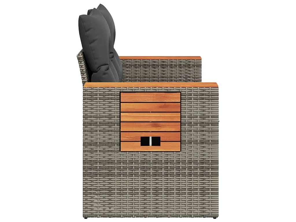 Tuinbank 2-zits met kussens poly rattan grijs