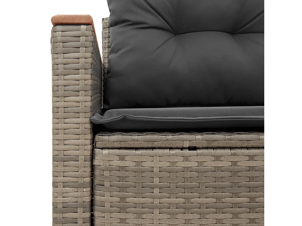 Tuinbank 2-zits met kussens poly rattan grijs