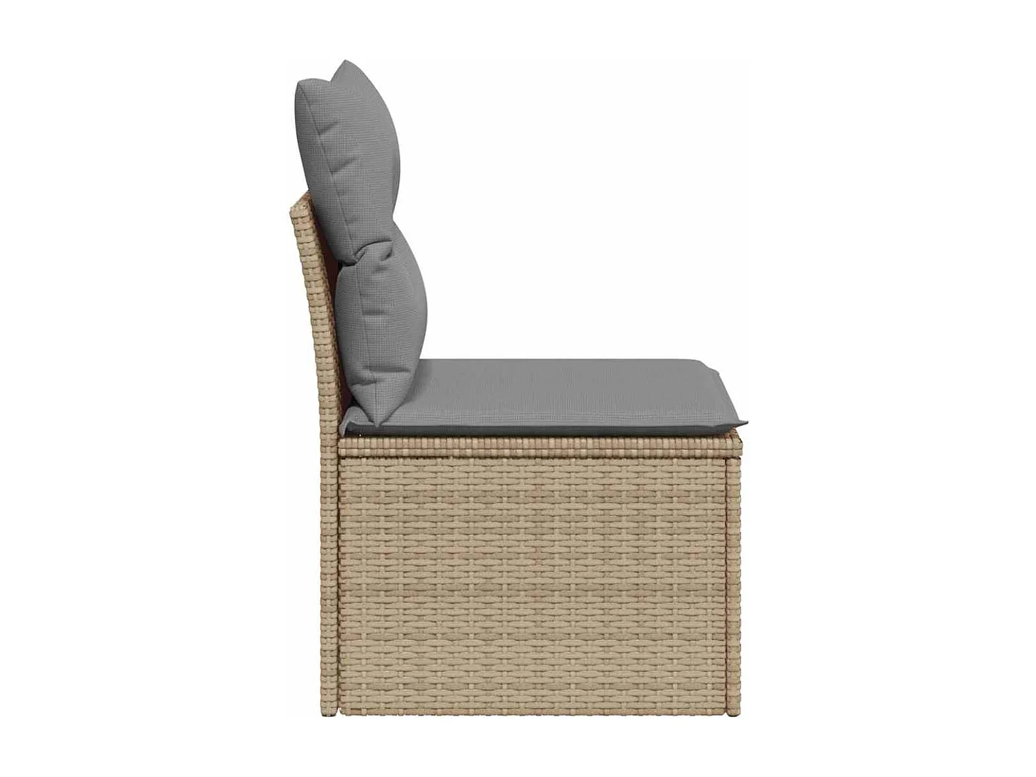 Divano Giardino Senza Braccioli con Cuscini Beige in Polyrattan