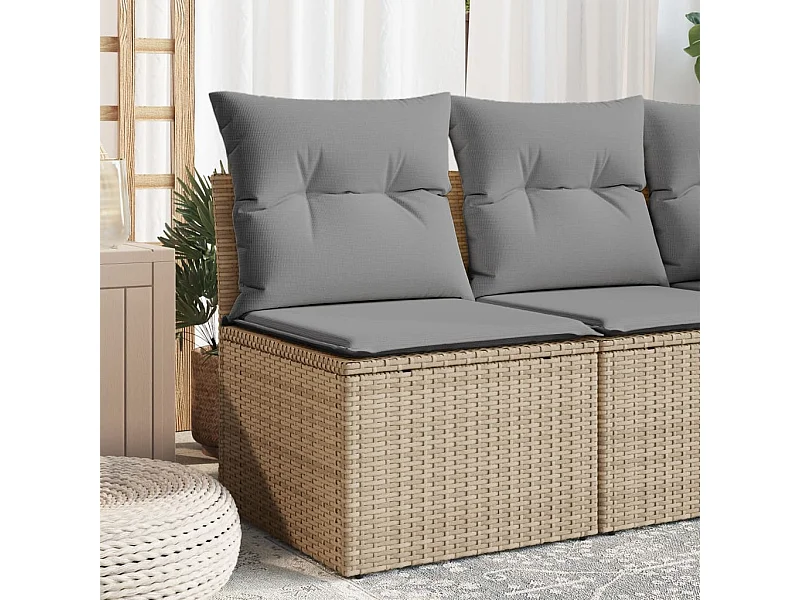 Tuinbank zonder armleuning met kussens poly rattan beige