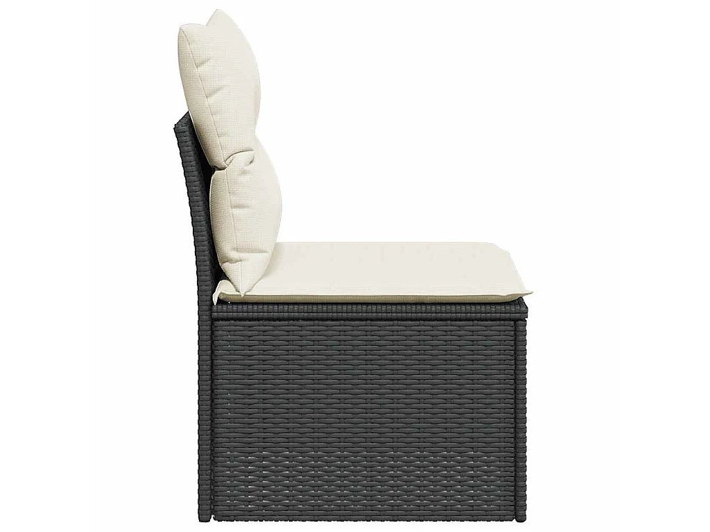 Tuinbank zonder armleuning met kussens poly rattan zwart