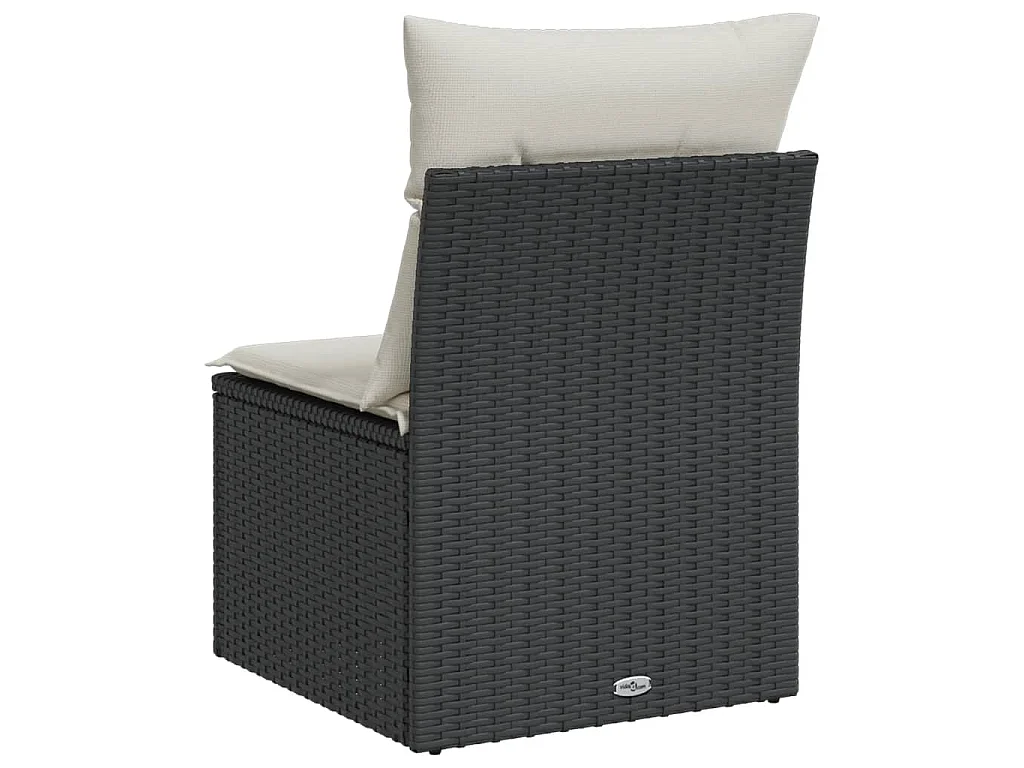 Tuinbank zonder armleuning met kussens poly rattan zwart