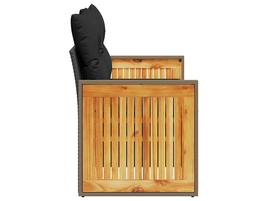 Tuinbank 2-zits met kussens poly rattan zwart