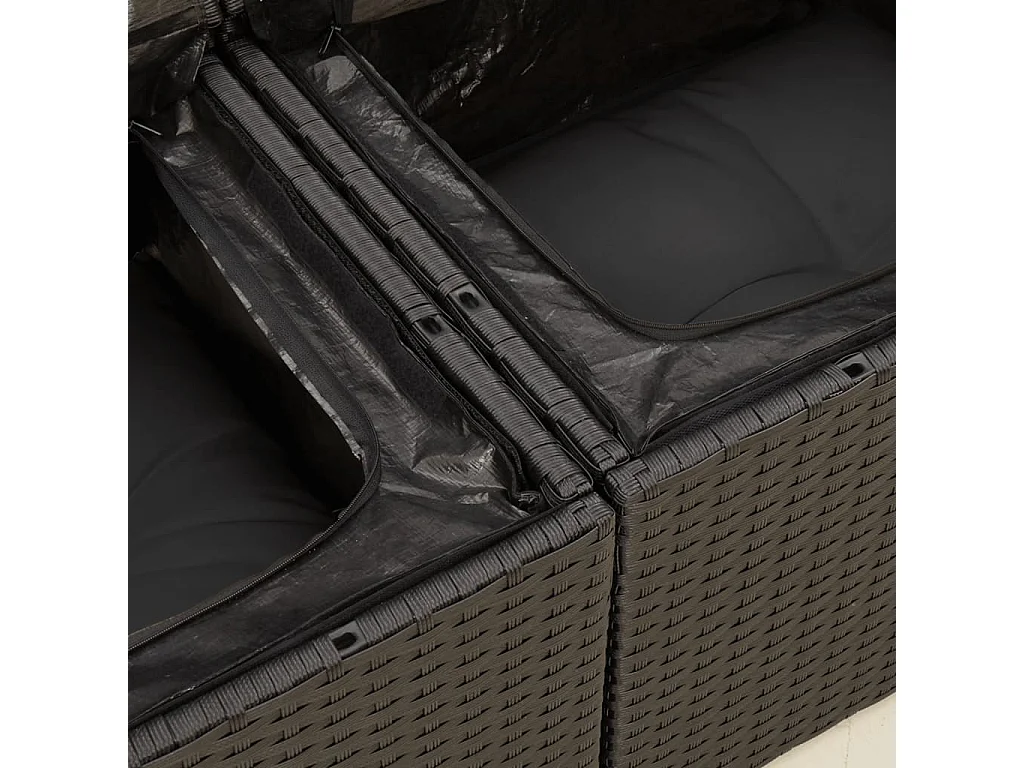 Tuinbank 2-zits met kussens poly rattan zwart