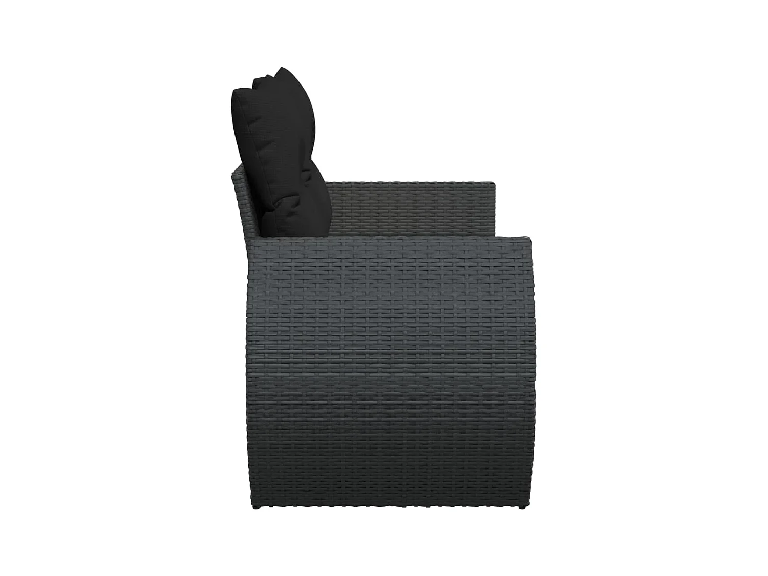 Tuinbank met kussens 2-zits zwart poly rattan