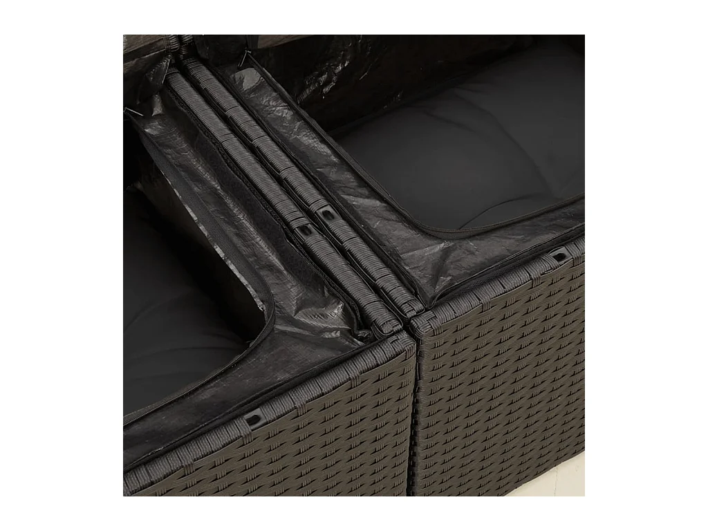 Tuinbank met kussens 2-zits zwart poly rattan