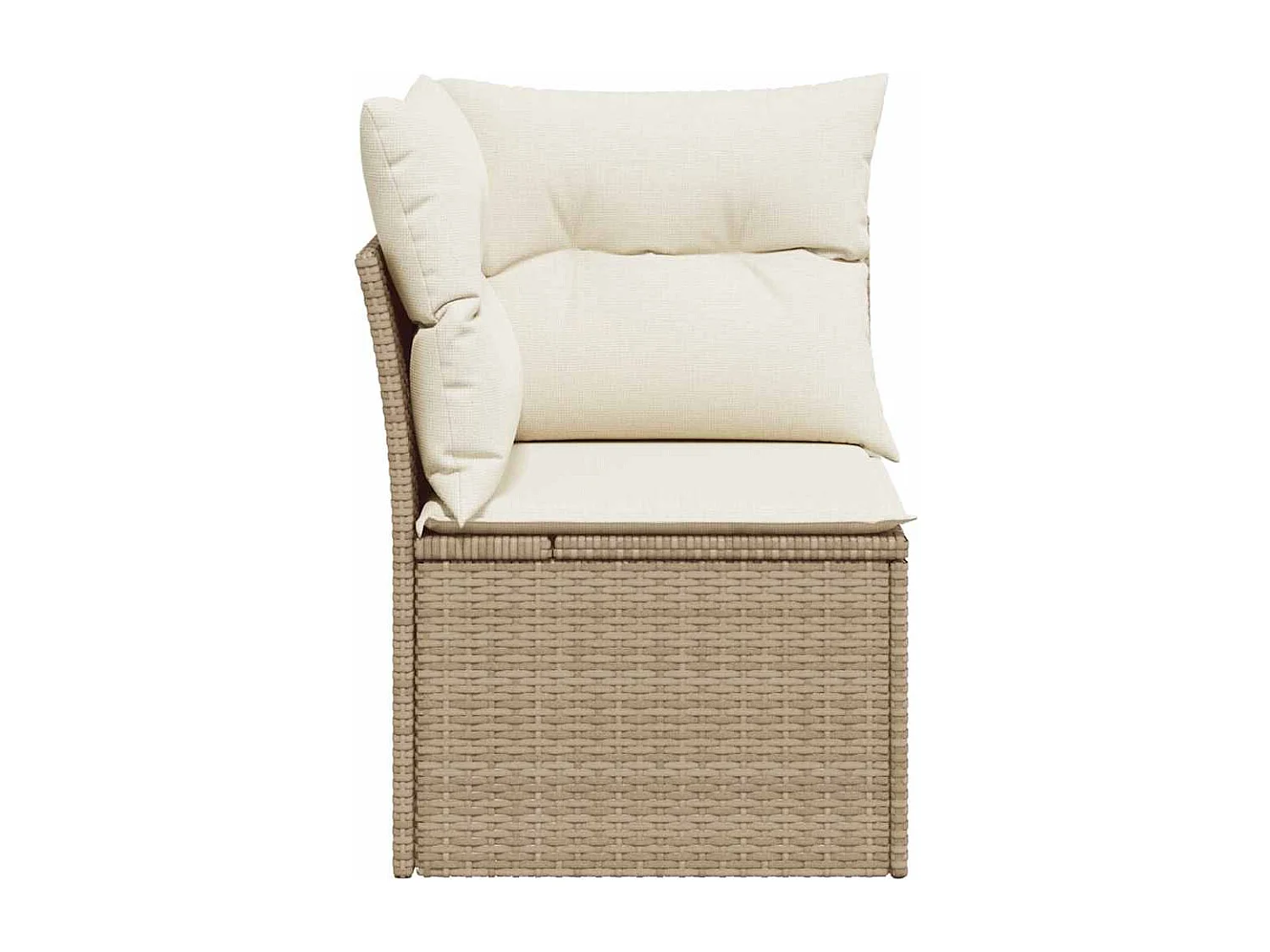 Canapé d'angle de jardin avec coussins beige résine tressée