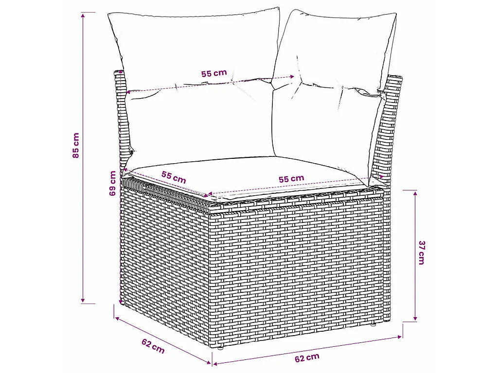 Canapé d'angle de jardin avec coussins beige résine tressée