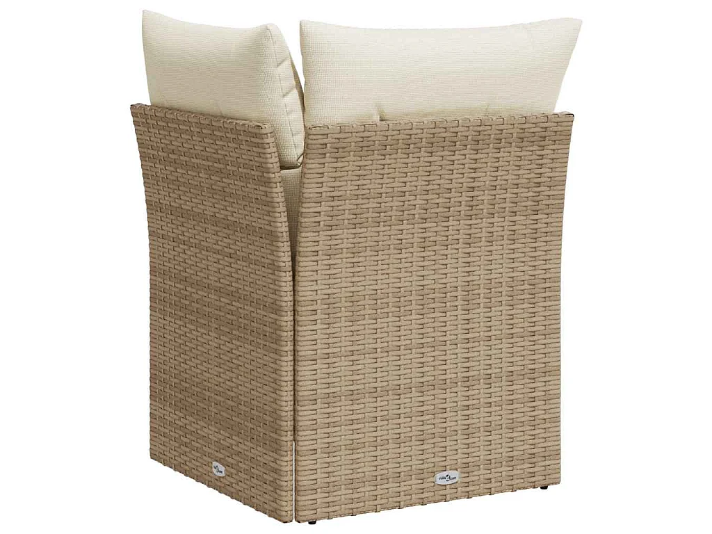 Canapé d'angle de jardin avec coussins beige résine tressée