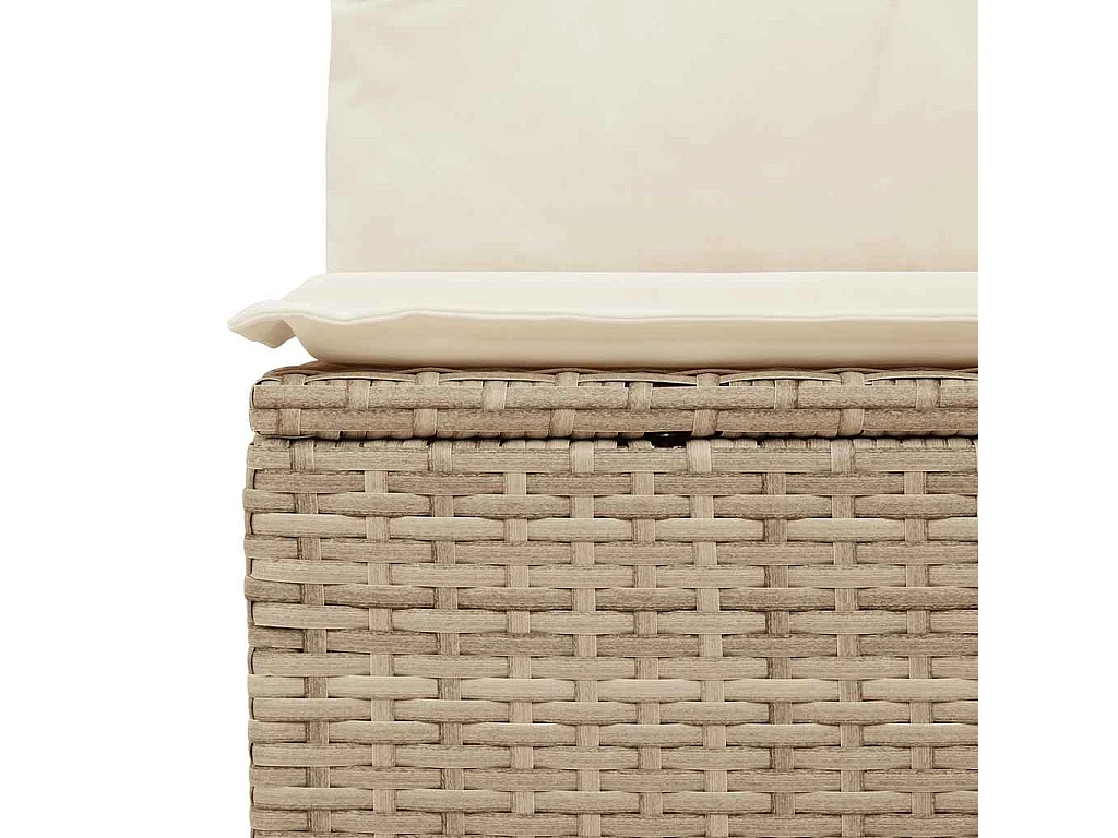 Canapé d'angle de jardin avec coussins beige résine tressée