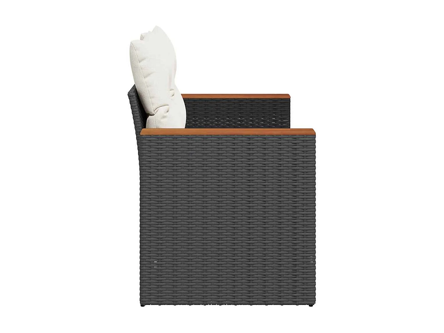 Gartensofa mit Kissen 2-Sitzer Schwarz Poly Rattan